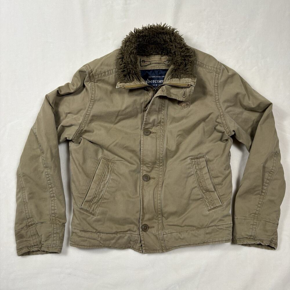 Abercrombie Adirondack Jacket Boys XL Tan Sherpa Lined Men's XS/Women's S